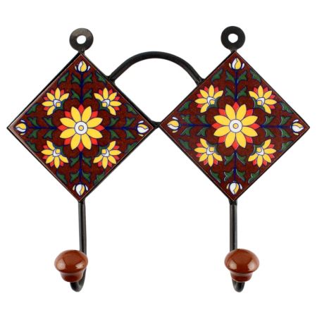 Sunflower Ceramic Tile Hook Online With Dark Brown